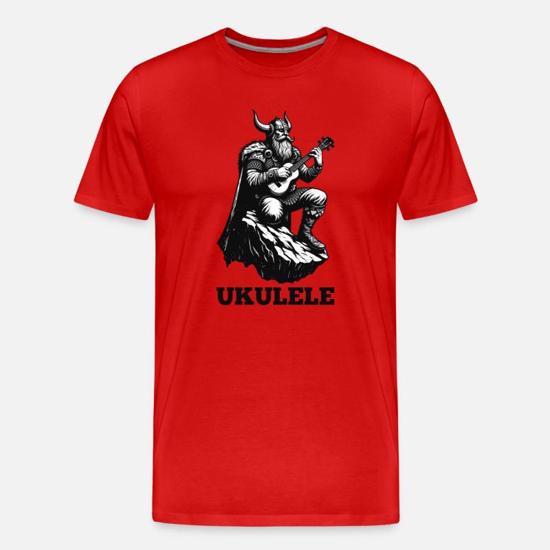 Ukulele Wikinger Musik Geschenk - Männer Premium Bio T-Shirt - Rot