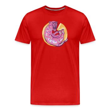 Donut léopard 1 patte basse grande - T-shirt bio Premium Homme - rouge - Devant - Damien (186cm)