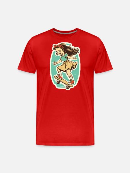 Skater-Mädchen - Männer Premium Bio T-Shirt - Rot
