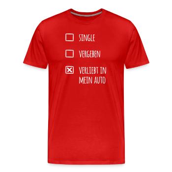 Verliebt in mein Auto (dh - Männer Premium Bio T-Shirt - Rot - Vorne - Damien (186cm)