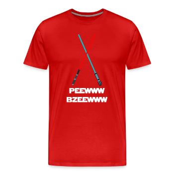 peewww bzeewww drôle de sabre laser conception de mots lumineux - T-shirt bio Premium Homme - rouge - Devant - Damien (186cm)