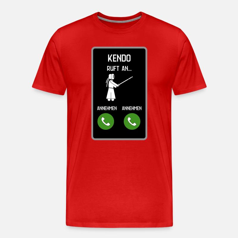 Kendo ruft an - Männer Premium Bio T-Shirt - Rot