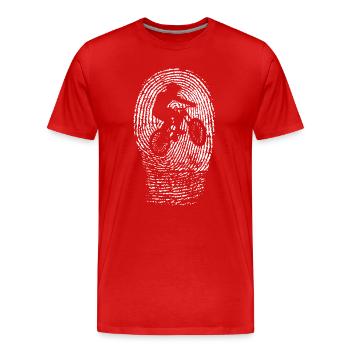 Mountainbike Fingerabdruck - Männer Premium Bio T-Shirt - Rot - Vorne - Damien (186cm)