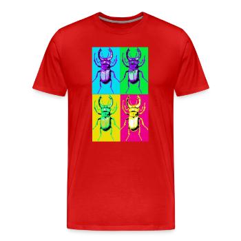 Coléoptère Pop Quadri - T-shirt bio Premium Homme - rouge - Devant - Damien (186cm)
