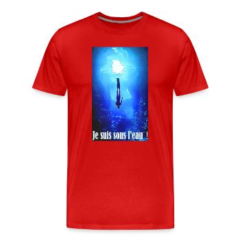 Ich bin unter Wasser - Männer Premium Bio T-Shirt - Rot - Vorne - Damien (186cm)