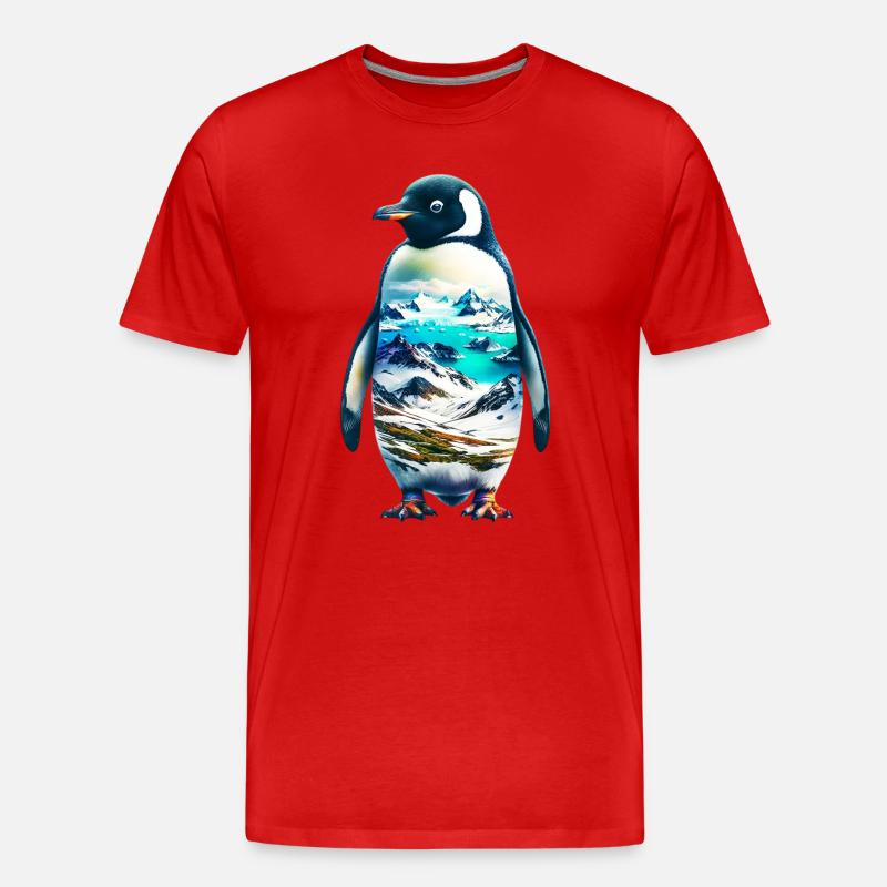 Pinguin - Männer Premium Bio T-Shirt - Rot