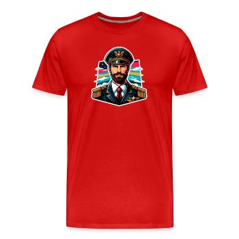 Kapitän bunt - Männer Premium Bio T-Shirt - Rot - Vorne - Damien (186cm)