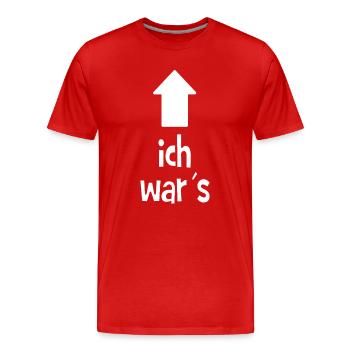 Ich war´s - Ich bin schuld - schuldig - Männer Premium Bio T-Shirt - Rot - Vorne - Damien (186cm)