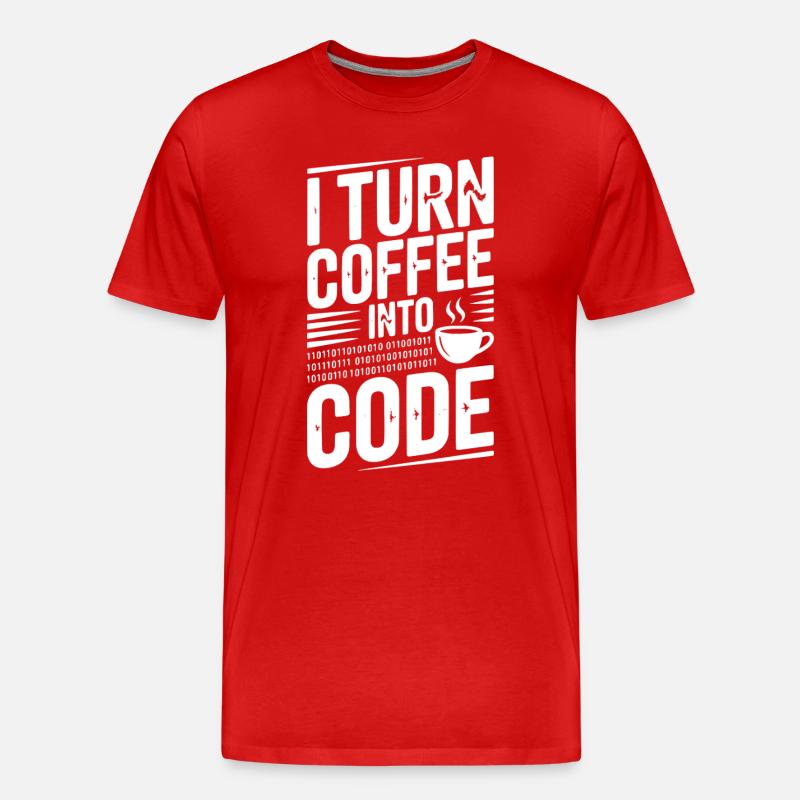 I Turn Coffee Into Code - Men's Premium Organic T-Shirt - red