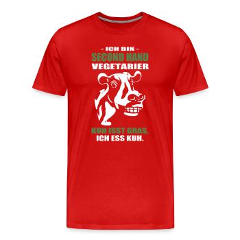 Vegetarier Kuh Isst Gras Ich Ess Kuh - Männer Premium Bio T-Shirt - Rot - Vorne - Damien (186cm)