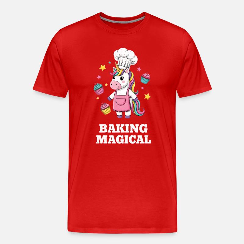 Einhorn Bäckerzauber - Männer Premium Bio T-Shirt - Rot