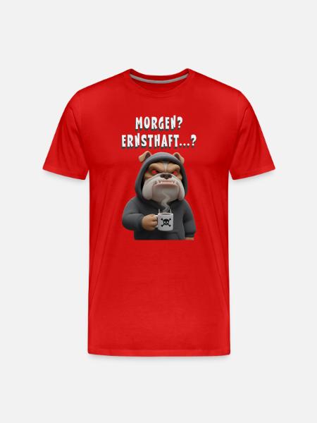 Grumpy Bulldog with Coffee Saying - Men's Premium Organic T-Shirt - red