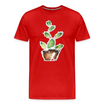 Petit cactus vert - T-shirt bio Premium Homme - rouge - Devant - Damien (186cm)