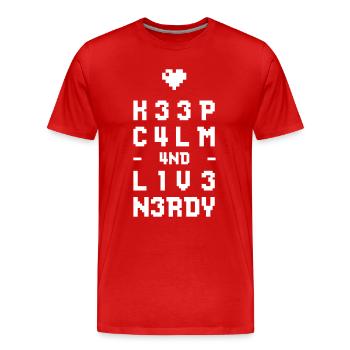 Gardez le calme et direct ringard - T-shirt bio Premium Homme - rouge - Devant - Damien (186cm)