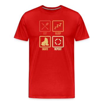 Essen Schlafen Rollschuhlaufen - Männer Premium Bio T-Shirt - Rot - Vorne - Damien (186cm)
