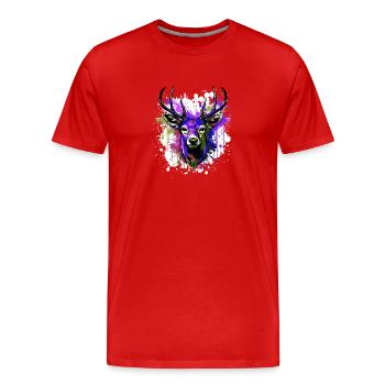 Portrait De Tête De Cerf Coloré - T-shirt bio Premium Homme - rouge - Devant - Damien (186cm)