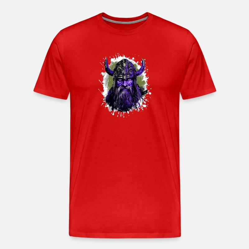 Wikinger Kopf Valhalla Krieger Bunt - Männer Premium Bio T-Shirt - Rot