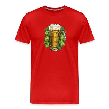 Bierglas Hopfen Malz Bier - Männer Premium Bio T-Shirt - Rot - Vorne - Damien (186cm)