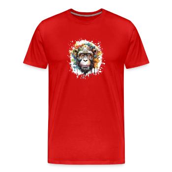 Tête de singe Pop Art - T-shirt bio Premium Homme - rouge - Devant - Damien (186cm)
