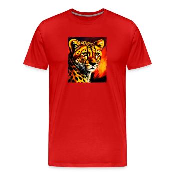 Gepard Portrait - Männer Premium Bio T-Shirt - Rot - Vorne - Damien (186cm)