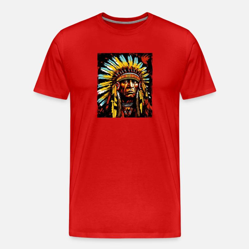 Apache Indianer Häuptling - Männer Premium Bio T-Shirt - Rot