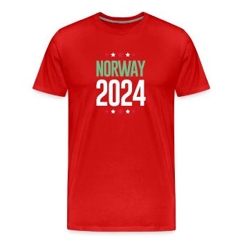 Jours fériés Norvège 2024 - T-shirt bio Premium Homme - rouge - Devant - Damien (186cm)