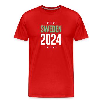 Jours fériés Suède 2024 - T-shirt bio Premium Homme - rouge - Devant - Damien (186cm)