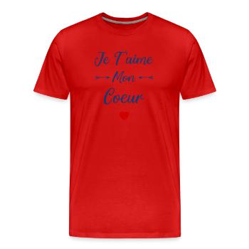 Je t'aime mon Coeur - T-shirt bio Premium Homme - rouge - Devant - Damien (186cm)