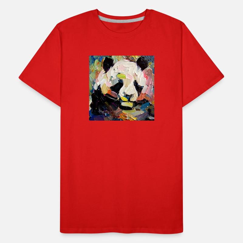 Abstraktes farbiges Ölgemälde eines Pandas Männer Premium Bio T-Shirt