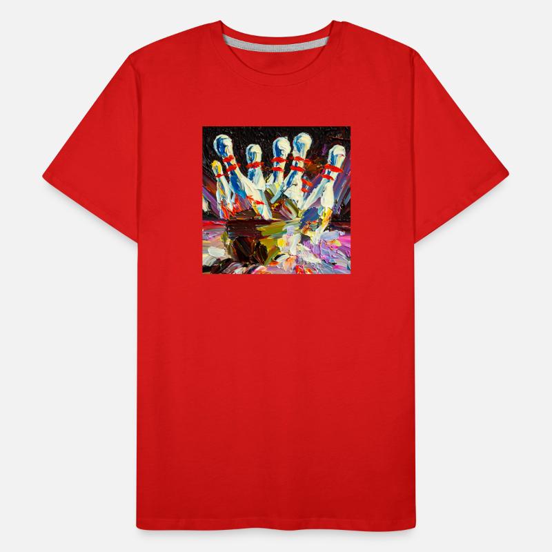 Abstraktes farbiges Ölgemälde eines Bowling-Strikes Männer Premium Bio T-Shirt