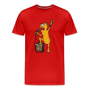 Kobold Sänger T-Shirt schwarz - Männer Premium Bio T-Shirt - Rot - Vorne - Damien (186cm)