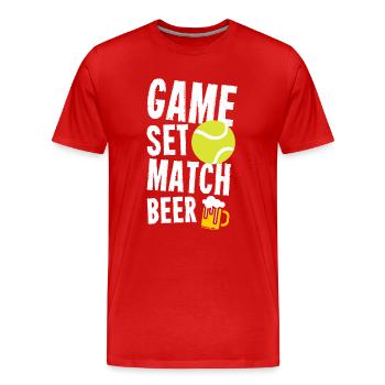 Tennis Sport Lover Spiel Set Match Bier Geburtstag - Männer Premium Bio T-Shirt - Rot - Vorne - Damien (186cm)