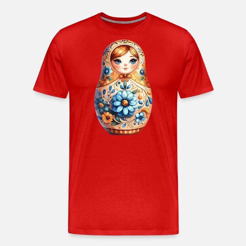 Matrjoschka edel Geschenk - Männer Premium Bio T-Shirt - Rot