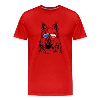 WEISSER SCHWEIZER SCHAEFERHUND Amerika Fahne Hunde - Männer Premium Bio T-Shirt - Rot - Vorne - Damien (186cm)