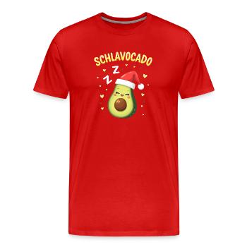 Schlavocado Offiziell Schlafanzug Schlaf - Männer Premium Bio T-Shirt - Rot - Vorne - Damien (186cm)