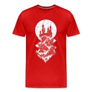 Schloss Dracula - weiß - Männer Premium Bio T-Shirt - Rot - Vorne - Damien (186cm)