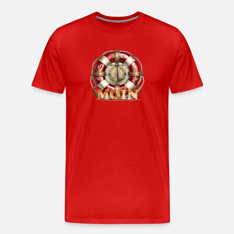 Moin mit Rettungsring - Männer Premium Bio T-Shirt - Rot