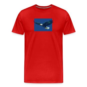 Adlerflug im blauen Himmel, Seattle, Seahawks - Männer Premium Bio T-Shirt - Rot - Vorne - Damien (186cm)