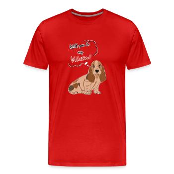 Valentine's Day - Cute Dog - Basset - Hush Puppy - Men's Premium Organic T-Shirt - red - Front - Damien (186cm)