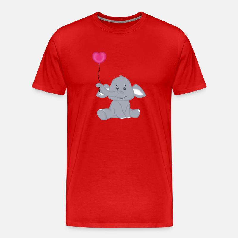 Baby Elefant mit Herz Luftbalon - Männer Premium Bio T-Shirt - Rot