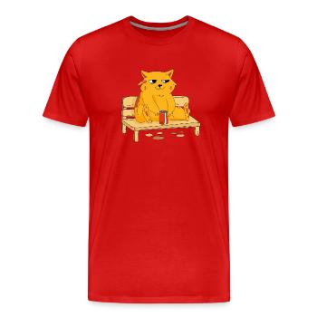 Nur gute Laune - Männer Premium Bio T-Shirt - Rot - Vorne - Damien (186cm)