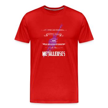 metalleuses.png - T-shirt bio Premium Homme - rouge - Devant - Damien (186cm)