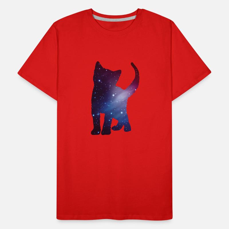 Cat Kitten Silhouette Space Cat Space Gift Men's Premium Organic T-Shirt