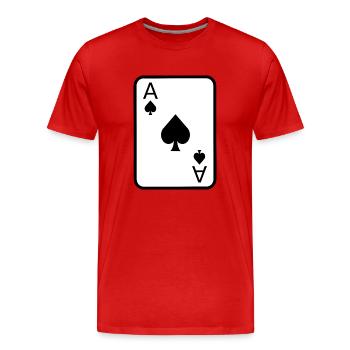 Ace of Spades Playing Card Poker Gift Idea - Men's Premium Organic T-Shirt - red - Front - Damien (186cm)