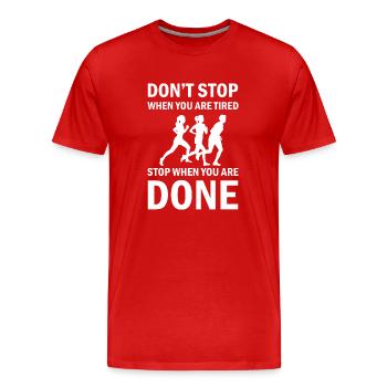 Triathlon Natation Vélo Run Marathon - T-shirt bio Premium Homme - rouge - Devant - Damien (186cm)