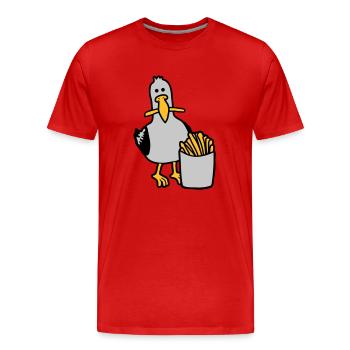 Joyeuses frites volées à la mouette - T-shirt bio Premium Homme - rouge - Devant - Damien (186cm)