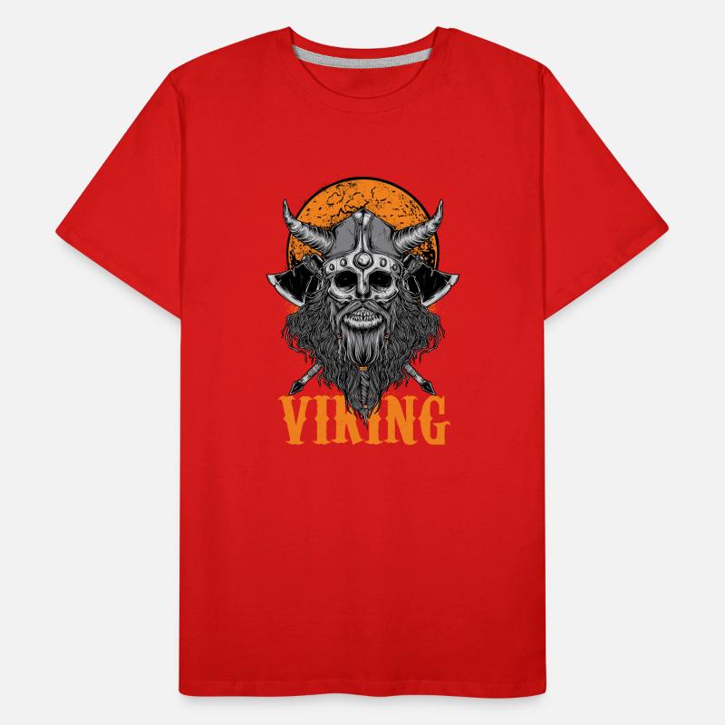 Wikinger Schädel mit Helm und Bart Nordmann Wild Männer Premium Bio T-Shirt