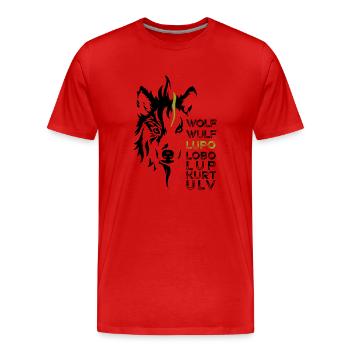 GOWILD Wolf - design allover - noir-vert - T-shirt bio Premium Homme - rouge - Devant - Damien (186cm)