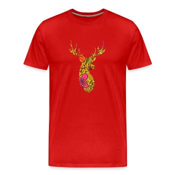 CERF FLORAL - T-shirt bio Premium Homme - rouge - Devant - Damien (186cm)