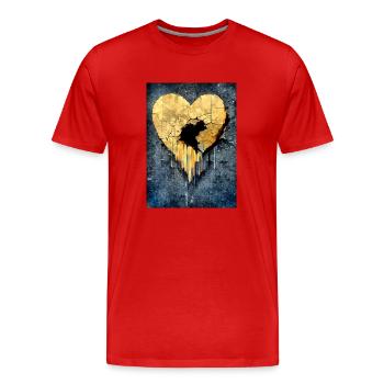 Cœur brisé - T-shirt bio Premium Homme - rouge - Devant - Damien (186cm)
